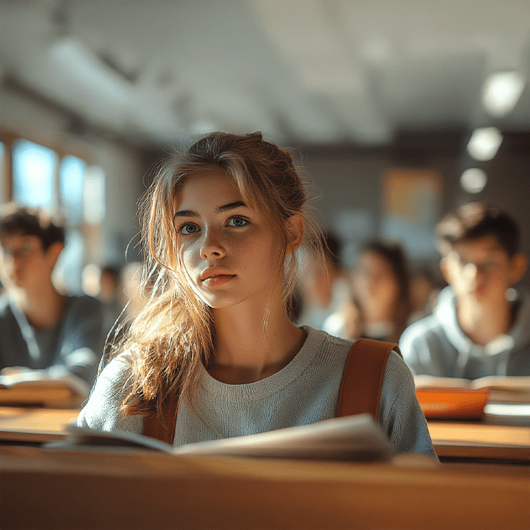 Mädchen in einem Klassenraum